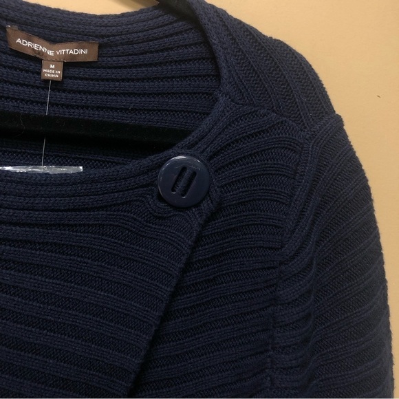 Adrienne Vittadini Chunky Knit Sweater Dark Blue Size M NWT - Picture 2 of 7